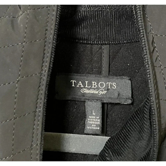 Talbots Black Quilted Old Money Preppy Equestrian Neutral Button Down Vest Large - Picture 2 of 7